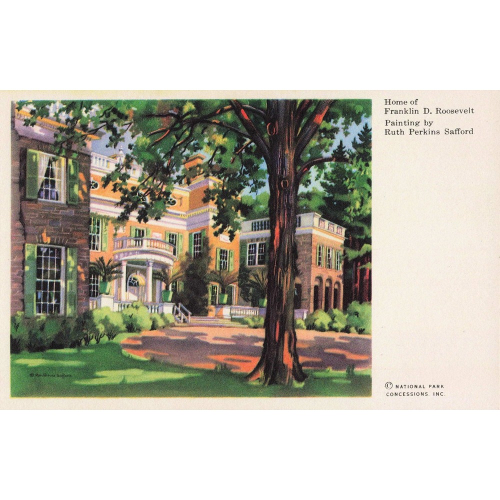 Hyde Park New York NY Franklin D Roosevelt Home Postcard Ruth Perkins Safford - Picture 1 of 2